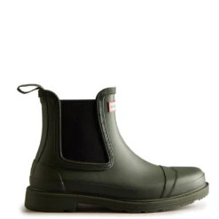 Hunter Women's Commando Chelsea Boots In Dark Olive