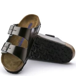 Birkenstock Women's Arizona Softbed Leather In Metallic Anthracite (Narrow Width) -Cheap Shoes Store 1 0 1000295 4 1100x