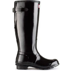 Hunter Women's Original Back Adjustable Gloss Rain Boots In Black