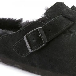 Birkenstock Boston Shearling Suede Leather In Black -Cheap Shoes Store 2 5 259883 detail 1 1100x