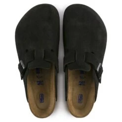 Birkenstock Boston Softbed Suede Leather In Black -Cheap Shoes Store 660471 3 1100x