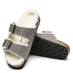 Birkenstock Women's Arizona Shearling In Stone Coin 6 Birkenstock Women's Arizona Shearling In Stone Coin -Cheap Shoes Store BI 1017402 521W 3 1100x