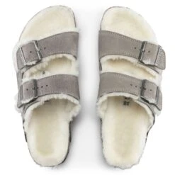 Birkenstock Women's Arizona Shearling In Stone Coin 7 Birkenstock Women's Arizona Shearling In Stone Coin -Cheap Shoes Store BI 1017402 521W 4 1100x