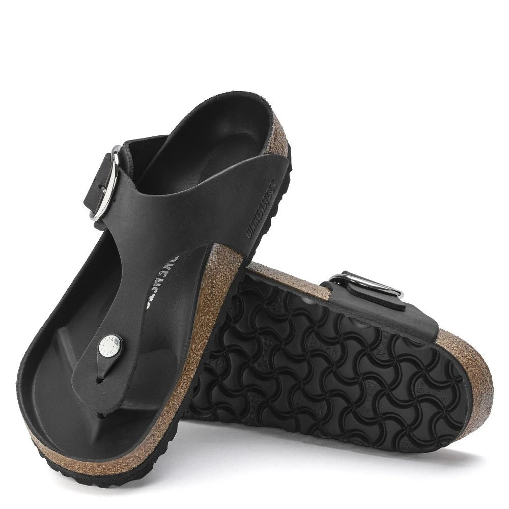 Birkenstock Women's Gizeh Big Buckle Oiled Leather In Black 4 Birkenstock Women's Gizeh Big Buckle Oiled Leather In Black - Image 4