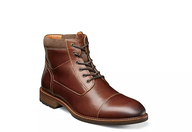 Florsheim Mens Lodge Cap Toe Lace-up Boot - Chestnut 1 Florsheim Mens Lodge Cap Toe Lace-up Boot - Chestnut