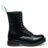 Solovair 11 Eye Zip Derby Boot In Black Hi-Shine