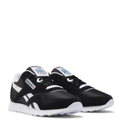 Reebok Women's Classic Nylon In Black/White -Cheap Shoes Store fv4506 5 footwear photography front lateral top view white 1100x