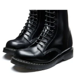 Solovair 14 Eye Derby Boot In Black Hi-Shine -Cheap Shoes Store sv 14 bk 109 3 1100x